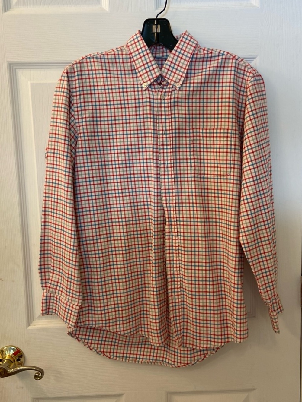 Papo d'Anjo White Button-Down Shirt with Red and Blue Plaid